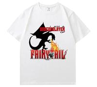 xhomeshop Fairy Tail T-Shirt Natsu Cartoon Cosplay T-Shirt Hommes Et Femmes Casual Pull Lucy Happy À Manches Courtes Anime Fan's Clothing