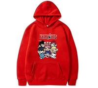 xhomeshop Harajuku Anime Fairy Tail Sweat à Capuche Natsu Gray Pull à Manches Longues Erza Lucy Sweat Wendy Pull-Over avec Poche surdimensionnée