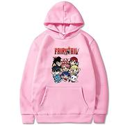 xhomeshop Harajuku Anime Fairy Tail Sweat à Capuche Natsu Gray Pull à Manches Longues Erza Lucy Sweat Wendy Pull-Over avec Poche surdimensionnée