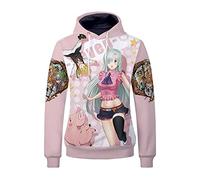xhomeshop Harajuku Anime The Seven Deadly Sins Sweat à Capuche Dragon's Sin of Wrath Meliodas Pull à Manches Longues Elizabeth Sweat avec Poche surdimensionnée