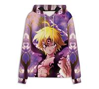 xhomeshop Harajuku Anime The Seven Deadly Sins Sweat à Capuche Meliodas Pull à Manches Longues Dragon's Sin of Wrath Sweat avec Poche surdimensionnée