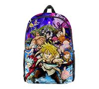 xhomeshop The Seven Deadly Sins Sac à dos Anime Impression 3D Collège Style Porte Clés Sac de Voyage Sac à dos Collection Meliodas Cosplay Sacs en Tissu Oxford pour Unisexe