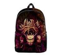 xhomeshop The Seven Deadly Sins Sac à dos Anime Impression 3D Collège Style Porte Clés Sac de Voyage Sac à dos Collection Meliodas Cosplay Sacs en Tissu Oxford pour Unisexe