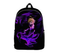 xhomeshop The Seven Deadly Sins Sac à dos Anime Impression 3D Collège Style Porte Clés Sac de Voyage Sac à dos Collection Meliodas Cosplay Sacs en Tissu Oxford pour Unisexe