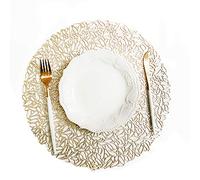 XHONG Lot de 4 sets de table décoratifs ronds en vinyle pressé pour décoration de table, 38 x 38,1 cm (doré)