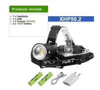 Xhp50.2-B1 - Lampe Frontale Led La Plus Puissante, Alimentée Par Batterie 18650, Rechargeable Par Usb, Idéale Pour La Pêche, 500 000lm