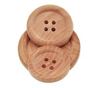 XHQUAOAE Boutons Ronds En Bois Couleur Bois, 10/30 Pièces, 10 À 30 Mm, Accessoires De Couture, Vêtements, Boutons À 4 Trous(Diameter 30mm 10pcs)