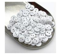 XHQUAOAE Lot De 50 Boutons Ronds À Double Œil En Résine, 7,5 Mm, Multicolores, For Couture, Scrapbooking, Loisirs Créatifs(White)