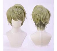 XHSDOZD Perruque Cosplay Anime,A3 Chikage Utsuki Perruque,Green Fluffy Short Perruque,avec Filet de Cheveux Gratuit,pour Fête Carnaval Halloween Perruques