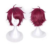XHSDOZD Perruque Cosplay Anime，A3 Sakuma Sakuya Perruque，Red Short Perruque，avec Filet de Cheveux Gratuit，pour Fête Carnaval Halloween Perruques(Size:Style 1)