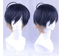 XHSDOZD Perruque Cosplay Anime，A3 Usui Masumi Perruque，Black Gradient Brown Short Perruque，avec Filet de Cheveux Gratuit，pour Fête Carnaval Halloween Perruques