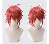 XHSDOZD Perruque Cosplay Anime,IDOLiSH7 Riku Nanase Perruque,Red Short Perruque,avec Filet de Cheveux Gratuit,pour Fête Carnaval Halloween Perruques
