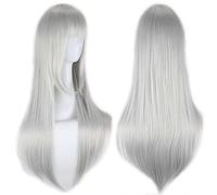 XHSDOZD Perruque Cosplay Anime，K Project Kushina Anna Perruque，Silver White Long Straight Perruque，avec Filet de Cheveux Gratuit，pour Fête Carnaval Halloween Perruques