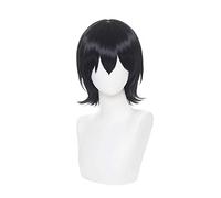 XHSDOZD Perruque Cosplay Anime，Touken Ranbu Online Horikawa Kunihiro Perruque，Black Short Perruque，avec Filet de Cheveux Gratuit，pour Fête Carnaval Halloween Perruques