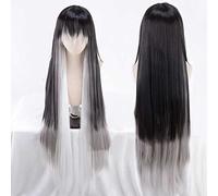 XHSDOZD Perruque Cosplay Anime,Touken Ranbu Online Juzumaru Tsunetsugu Perruque,Black Gray Gradient Long Perruque,avec Filet de Cheveux Gratuit,pour Fête Carnaval Halloween Perruques