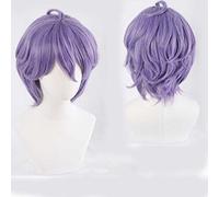XHSDOZD Perruque Cosplay Anime,Touken Ranbu Online Kasen Kanesada Perruque,Purple Short Perruque,avec Filet de Cheveux Gratuit,pour Fête Carnaval Halloween Perruques