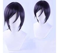 XHSDOZD Perruque Cosplay Anime,Touken Ranbu Online Yagen Toushirou Perruque,Dark Purple Short Perruque,avec Filet de Cheveux Gratuit,pour Fête Carnaval Halloween Perruques