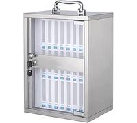 XHSMYXGS Armoire de Rangement pour téléphone Portable en Acier Inoxydable, boîte Murale Transparente avec poignée Portable, Serrure à clé et étiquettes manuscrites (24 Slots)