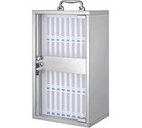XHSMYXGS Armoire de Rangement pour téléphone Portable en Acier Inoxydable, boîte Murale Transparente avec poignée Portable, Serrure à clé et étiquettes manuscrites (36 Slots)