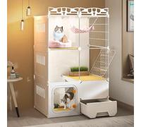 XHSMYXGS Cage pour Chat d'intérieur, Villa pour Chat Transparente, enclos pour Chat à Faire soi-même avec bac à litière, séparation raisonnable, liberté d'espace (72x47x107cm)