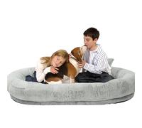 XHSMYXGS Grand lit géant pour chien - Lit pelucheux et lavable en fausse fourrure 3D en éponge 3D pour personnes - Gris clair 190 x 120 x 30 cm
