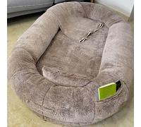 XHSMYXGS Grand lit géant pour chien - Lit pelucheux et lavable en fausse fourrure éponge 3D - Lit pour chien - Lit pour personnes - Marron 180 x 132 x 30 cm
