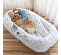 XHSMYXGS Lit pour chien humain et animal de compagnie - Lit en fourrure de luxe lavable et confortable pour animaux de compagnie (blanc, 180 x 100 x 35 cm)