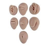 XHTLLO Ensemble De Modèles De Corps De Piercing En Silicone Avec Support D'affichage, Modèle De Nombril En Silicone Souple Pour Oreilles, Nez, Bouche, Langue, Nombril Pour la Pratique(Sombre)