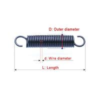 Xhuan-Ressorts d'extension 0.6mm Wire Diameter Tension Spring With Open Hook Extension Spring Pullback Spring Outer Diameter 5/6/7mm Length 15-60mm, 10Pcs, Robuste et polyvalent(50mm,5mm)