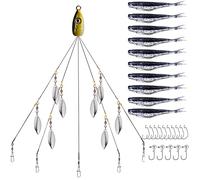 XhuangTech Alabama Rig Parapluie pour pêche à la traîne - Kit d'appâts avec queue fendue - Leurres de natation à 5 bras - Leurre de pêche Alabama - 26 pièces