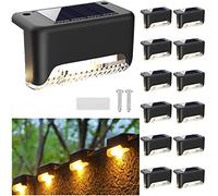 XhuangTech Lot de 12 Luminaire Exterieur Lampes Solaires à DEL Étanches pour Terrasse, Escalier, Clôture, Garde-Corps, Jardin, Cour (Blanc Chaud)