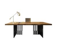 XHURWDZ643KM Modern Home Office Desk, Industrial Style Executive Desk Wooden Writing Table Workstation with Black Metal Frame(XL)