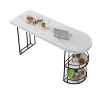 XHURWDZ643KM Table de bar légère en marbre de luxe avec double espace de rangement, pour salon, îlot de séparation, table haute cuisine Noir 140 x 45 x 100 cm