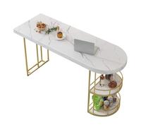 XHURWDZ643KM Table de bar légère en marbre de luxe avec double espace de rangement, pour salon, îlot de séparation, table haute cuisine (doré, 180 x 45 x 100 cm)