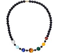 XHUUU Collier 7 chakras de méditation, équilibre énergétique, collier de perles d'obsidienne noire spirituel pour homme et femme - Protection en pierres précieuses - Bijoux unisexe (47 cm)