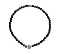XHUUU Collier de perles en obsidienne noire/quartz drusy améthyste pour homme et femme - Équilibre de la puissance de la méditation, de l'énergie - Collier en cristal et pierres précieuses