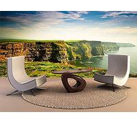 XHXI Grand mur imprime falaises de Moher sous ciel nuageux Irlande impression murale murale sticker Papier Peint 3D Salle de séjour Chambre à coucher Salle de séjour Mural murale enfant-350cm×256cm