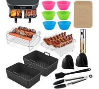 XHYASD Accessoires pour Air Fryer, Silicone Moule Air Fryer pour Ninja Af300EU, Af400EU, Princess XL, Friteuse à Air Double 7.6L-9.5L, Grille, moule à pain, vaporisateur d'huile, pinceau, etc
