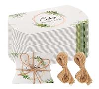 XHYASD Lot de 100 boîtes cadeaux de mariage, « Schön Das du da bist », 9 x 6,5 x 2,4 cm, petites boîtes cadeaux avec corde de chanvre pour mariage, communion, confirmation