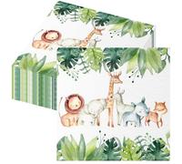 XHYASD Lot de 40 serviettes d'anniversaire d'enfants, 33 x 33 cm, douces, motif jungle, pour fête d'anniversaire