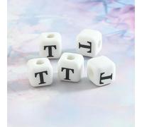 XHYXWN Lot de 10 à 100 Perles Lettres carrées en céramique à Gros Trou de 8 mm pour Bracelets, Colliers, Porte-clés et création de Bijoux