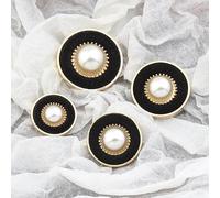 XHYXWN Lot de 10 Boutons floqués en métal de 18 à 25 mm, Boutons Ronds à Coudre à la Main, Boutons recouverts de Tissu, Noir, Blanc et Or, pour Accessoires de vêtement de Manteau en Cachemire