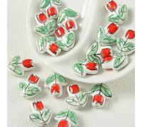 XHYXWN Lot de 10 Perles en céramique émaillées à Motif Floral Peint, 10 mm, pour Bracelets, Colliers et Boucles d'oreilles, Fabrication de Bijoux DIY