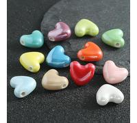 XHYXWN Lot de 20/30/50 Perles en céramique colorées nacrées en Forme de cœur, 15 x 14 mm, pour Bracelets, Colliers et Boucles d'oreilles