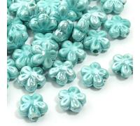 XHYXWN Lot de 20 à 100 Perles en Porcelaine en Forme de Fleur de 12 mm, Perles intercalaires colorées en céramique émaillée, pour la Fabrication de Bracelets, Boucles d'oreilles et Bijoux tressés