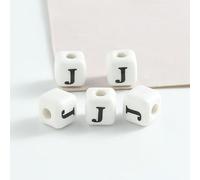 XHYXWN Lot de 25 Perles Lettres carrées en céramique de 8 mm avec Trous verticaux pour Bracelets, Colliers, Porte-clés et Bijoux DIY