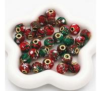 XHYXWN Lot de 30/50/100 Perles Pompon Rondes de 15 x 12 mm, Perles d'espacement pour Tissu à Grand Trou, Rouges et Vertes, pour la création de Bracelets, Porte-clés et Accessoires décoratifs