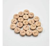 XHYXWN Lot de 30/50/100 Perles Rondes Plates en Bois de 15 mm, Perles en Bois Naturel avec Trous, pour Bracelets, Colliers, Porte-clés et créations Artisanales
