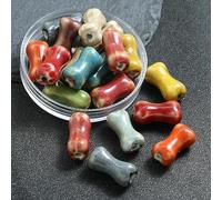 XHYXWN Lot de 30 Perles en céramique en Forme d'os à Trou Droit 18 x 9 mm, Perles intercalaires colorées et de Forme spéciale, pour la Fabrication Artisanale de Bracelets et pendentifs en Perles