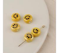 XHYXWN Lot de 30 perles en céramique Smile 8/10 mm, perles intercalaires plates et rondes en céramique, pour bracelets, colliers, accessoires de bijoux faits main